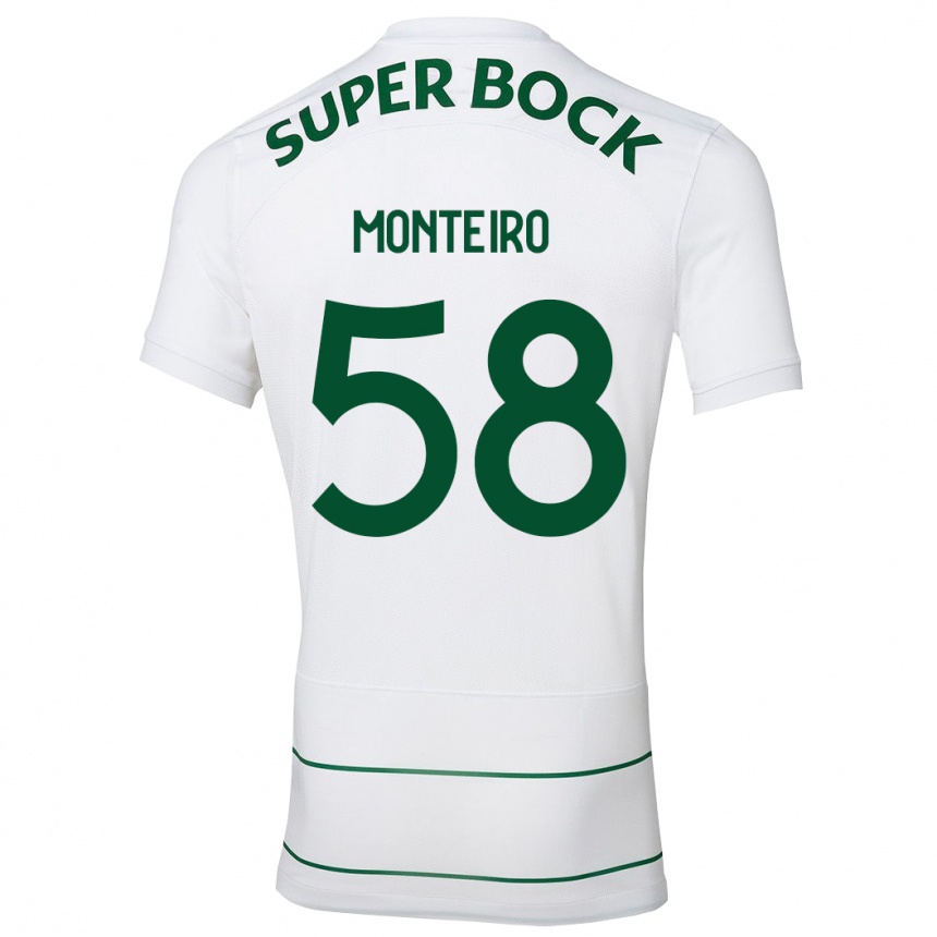 Damen Fußball David Monteiro #58 Weiß Auswärtstrikot Trikot 2023/24 T-Shirt Luxemburg