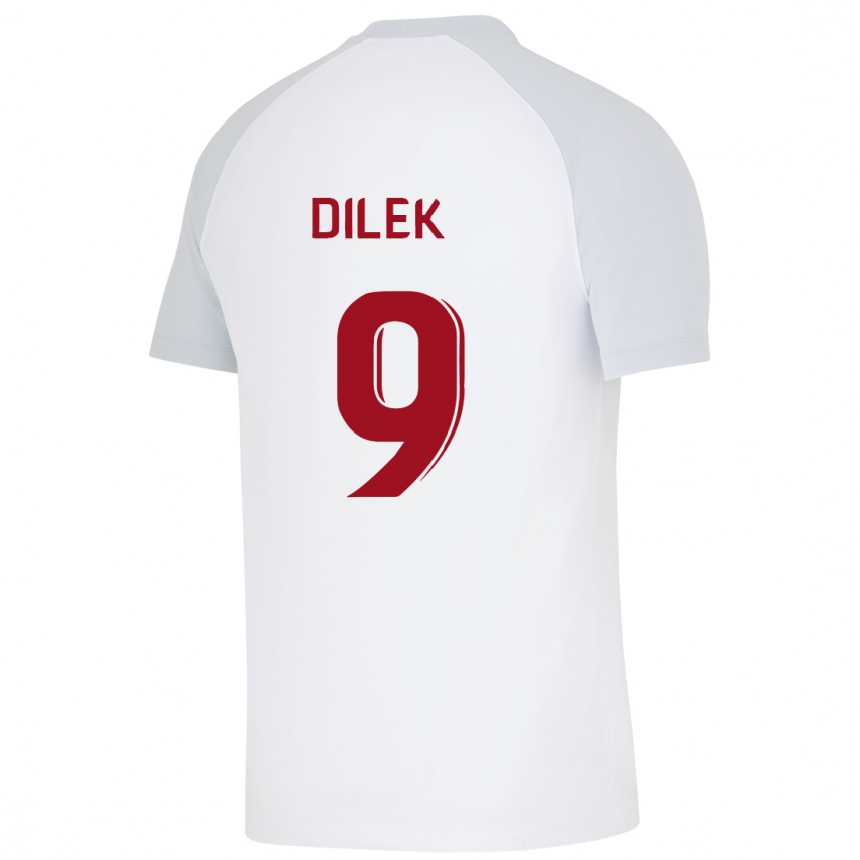 Damen Fußball Yalin Dilek #9 Weiß Auswärtstrikot Trikot 2023/24 T-Shirt Luxemburg