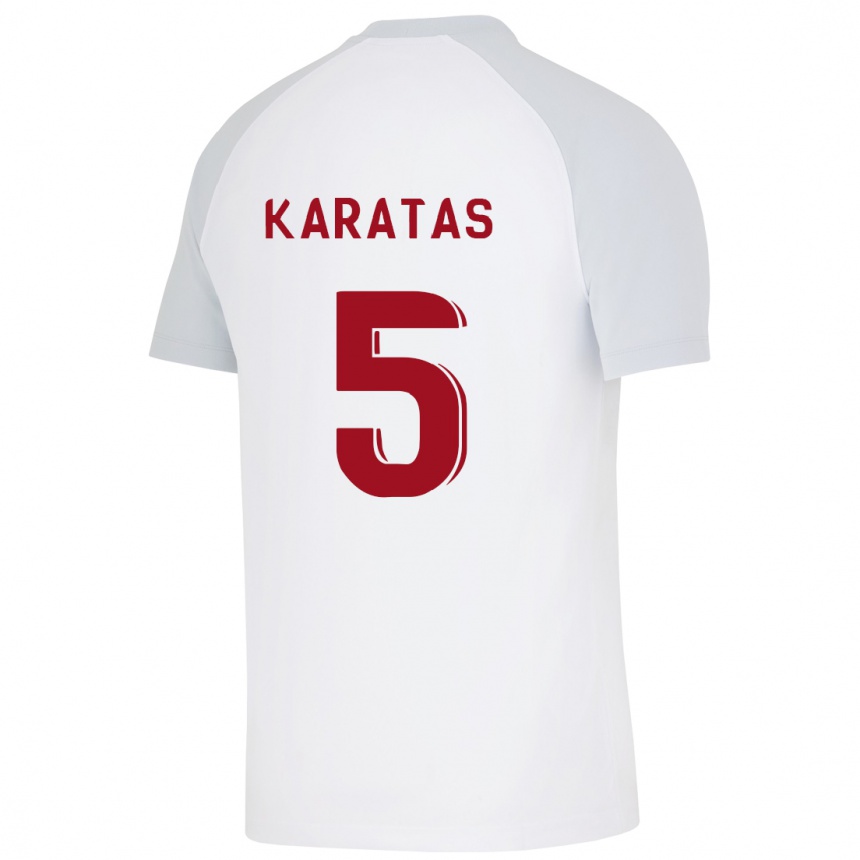 Damen Fußball Eda Karataş #5 Weiß Auswärtstrikot Trikot 2023/24 T-Shirt Luxemburg