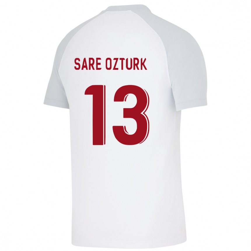 Damen Fußball Fatma Sare Öztürk #13 Weiß Auswärtstrikot Trikot 2023/24 T-Shirt Luxemburg