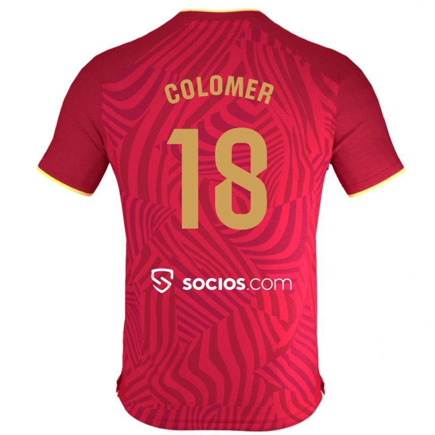 Damen Fußball Carlos Colomer #18 Rot Auswärtstrikot Trikot 2023/24 T-Shirt Luxemburg