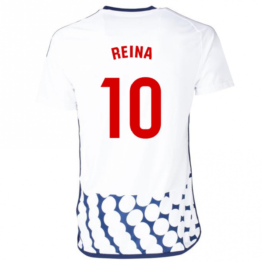 Damen Fußball Alberto Reina #10 Weiß Auswärtstrikot Trikot 2023/24 T-Shirt Luxemburg