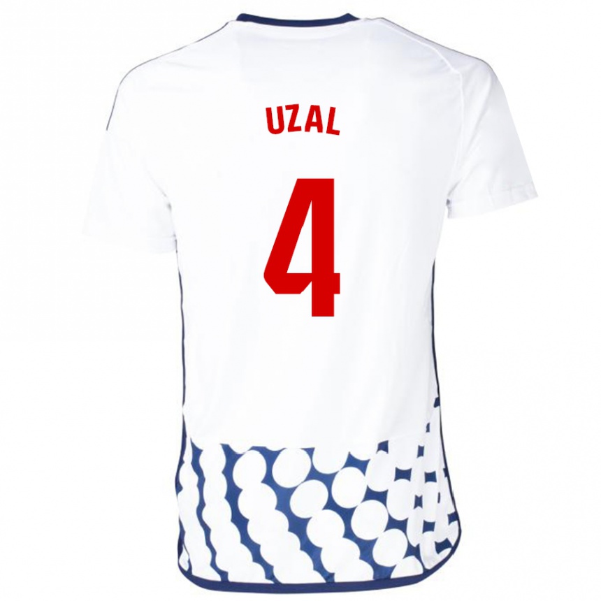 Damen Fußball Yeray Uzal #4 Weiß Auswärtstrikot Trikot 2023/24 T-Shirt Luxemburg