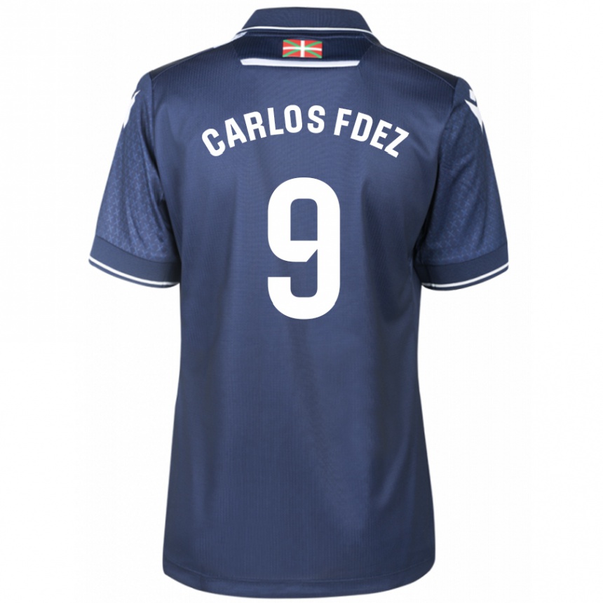 Damen Fußball Carlos Fernández #9 Marine Auswärtstrikot Trikot 2023/24 T-Shirt Luxemburg