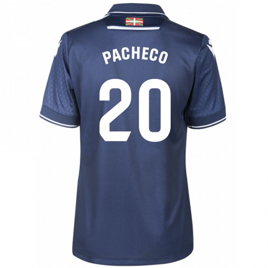 Damen Fußball Jon Pacheco #20 Marine Auswärtstrikot Trikot 2023/24 T-Shirt Luxemburg