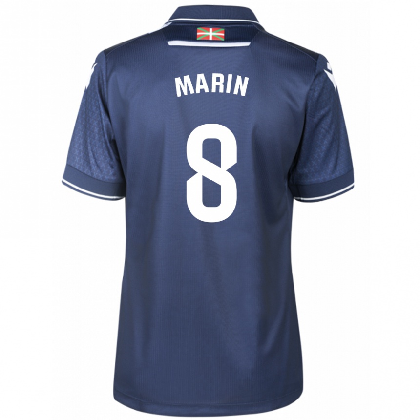 Damen Fußball Pablo Marín #8 Marine Auswärtstrikot Trikot 2023/24 T-Shirt Luxemburg