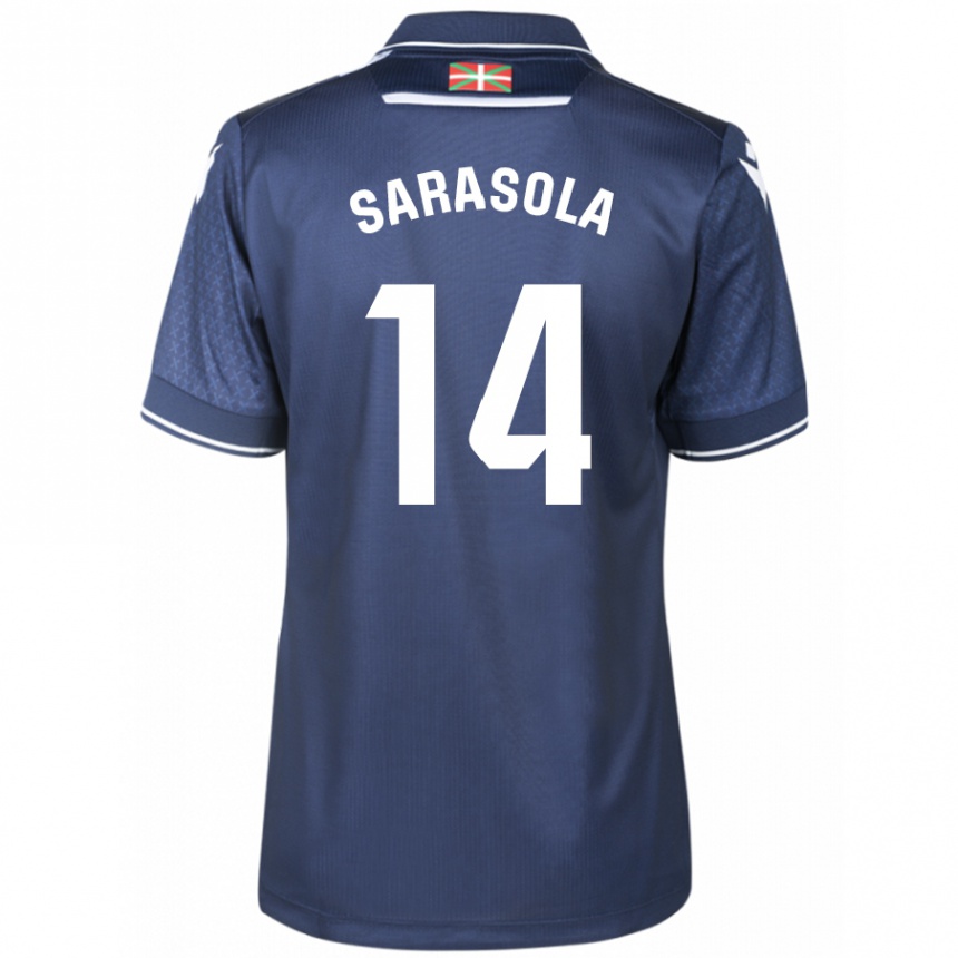 Damen Fußball Izarne Sarasola Beain #14 Marine Auswärtstrikot Trikot 2023/24 T-Shirt Luxemburg