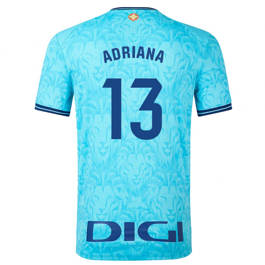 Damen Fußball Adriana Nanclares Romero #13 Himmelblau Auswärtstrikot Trikot 2023/24 T-Shirt Luxemburg