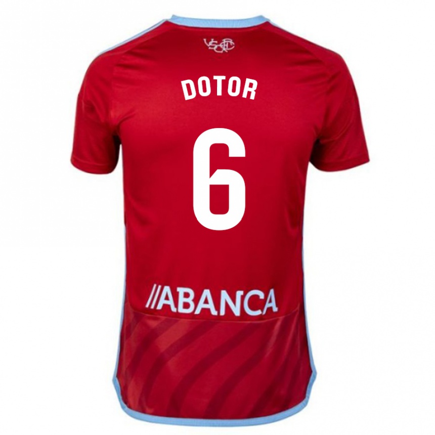 Damen Fußball Carlos Dotor #6 Rot Auswärtstrikot Trikot 2023/24 T-Shirt Luxemburg