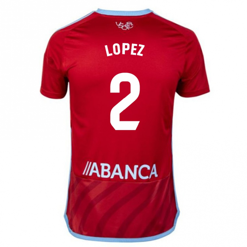 Damen Fußball Iván López #2 Rot Auswärtstrikot Trikot 2023/24 T-Shirt Luxemburg