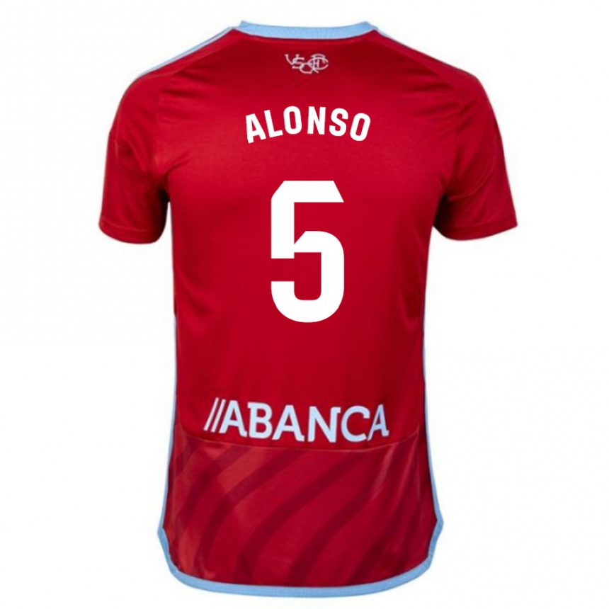 Damen Fußball Gael Alonso #5 Rot Auswärtstrikot Trikot 2023/24 T-Shirt Luxemburg