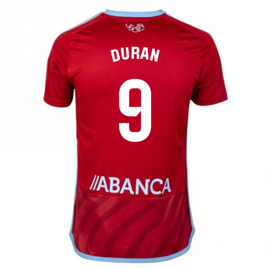 Damen Fußball Pablo Durán #9 Rot Auswärtstrikot Trikot 2023/24 T-Shirt Luxemburg