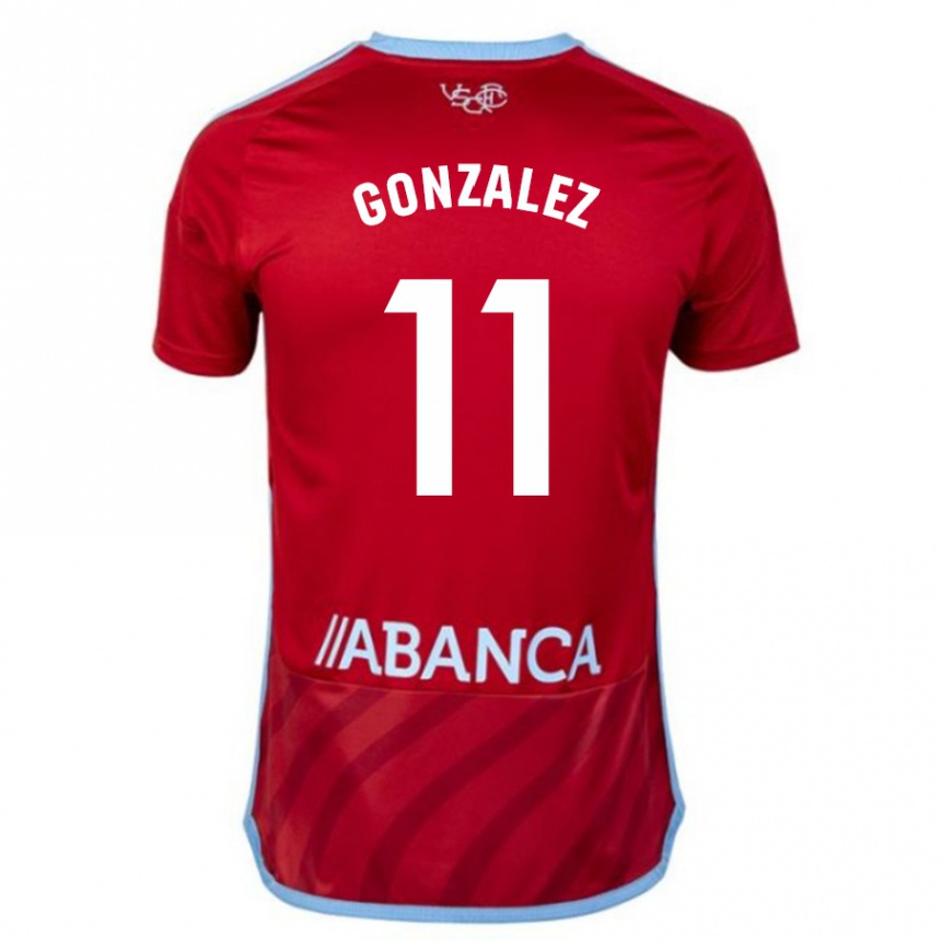 Damen Fußball Alfon González #11 Rot Auswärtstrikot Trikot 2023/24 T-Shirt Luxemburg