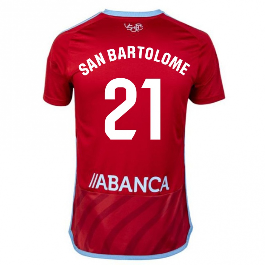 Damen Fußball Víctor San Bartolomé #21 Rot Auswärtstrikot Trikot 2023/24 T-Shirt Luxemburg