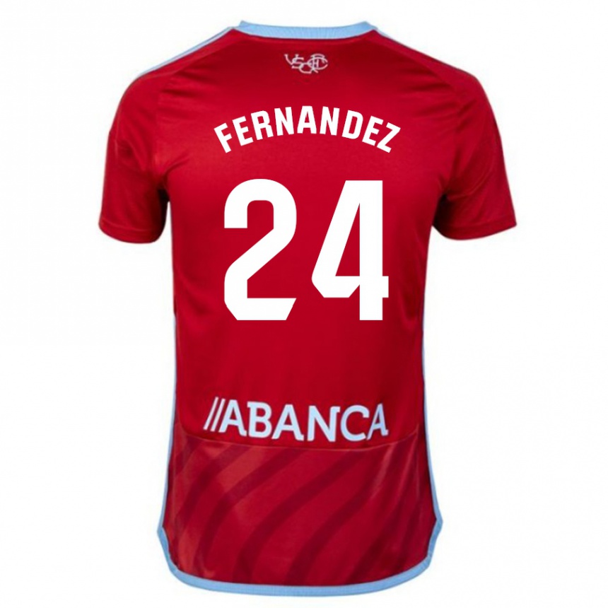 Damen Fußball César Fernández #24 Rot Auswärtstrikot Trikot 2023/24 T-Shirt Luxemburg