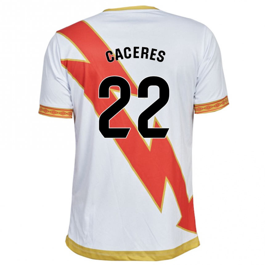 Kinder Fußball Daniel Cáceres #22 Weiß Heimtrikot Trikot 2023/24 T-Shirt Luxemburg