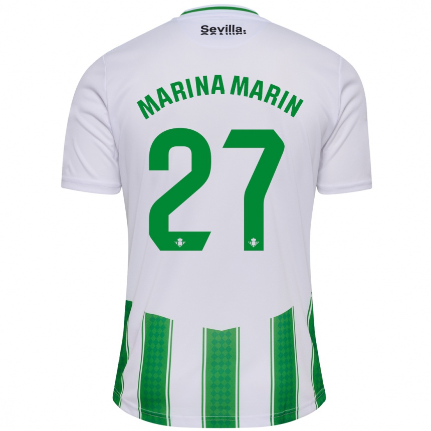 Kinder Fußball Marina Marín #27 Weiß Heimtrikot Trikot 2023/24 T-Shirt Luxemburg