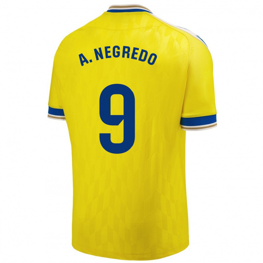 Kinder Fußball Álvaro Negredo #9 Gelb Heimtrikot Trikot 2023/24 T-Shirt Luxemburg