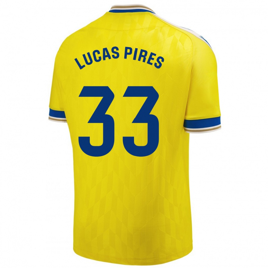 Kinder Fußball Lucas Pires #33 Gelb Heimtrikot Trikot 2023/24 T-Shirt Luxemburg