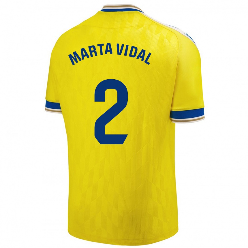 Kinder Fußball Marta Vidal Vela #2 Gelb Heimtrikot Trikot 2023/24 T-Shirt Luxemburg
