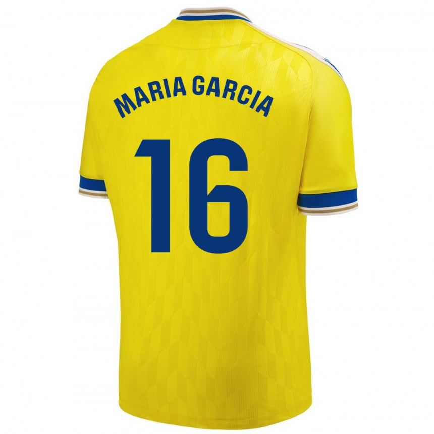 Kinder Fußball Maria García Fernández #16 Gelb Heimtrikot Trikot 2023/24 T-Shirt Luxemburg