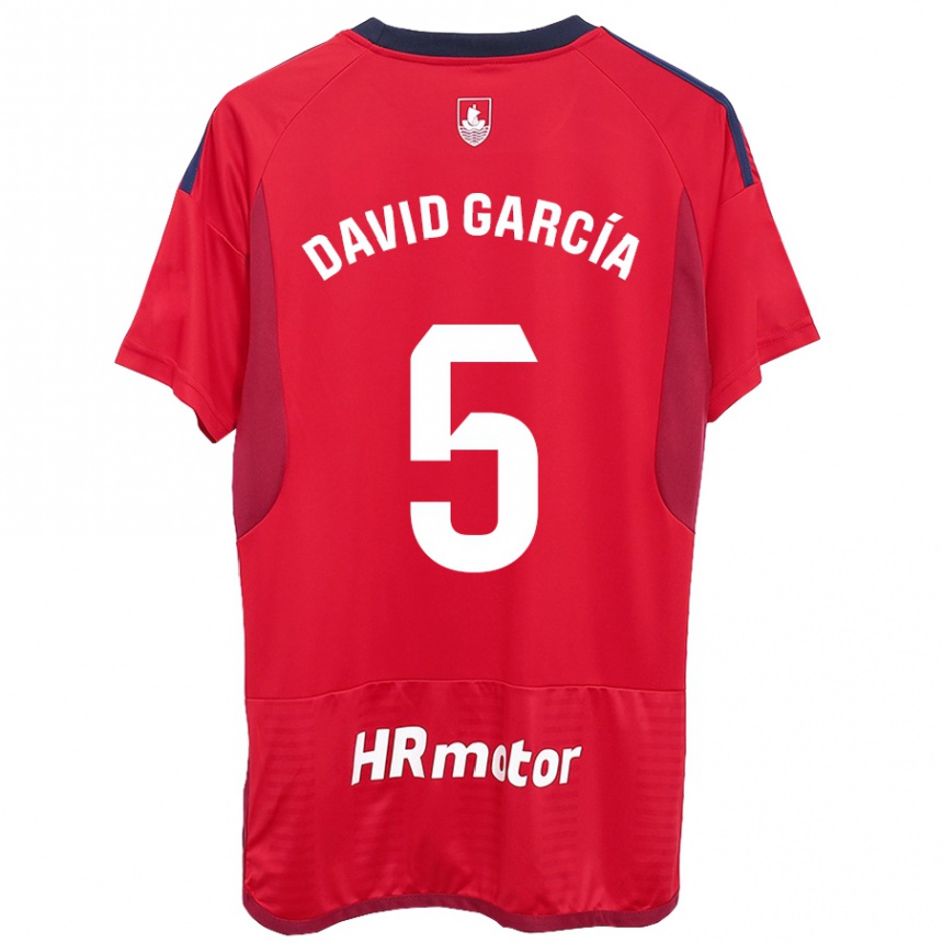 Kinder Fußball David García #5 Rot Heimtrikot Trikot 2023/24 T-Shirt Luxemburg