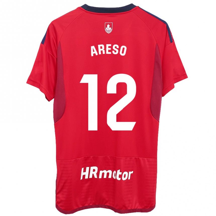 Kinder Fußball Jesús Areso #12 Rot Heimtrikot Trikot 2023/24 T-Shirt Luxemburg