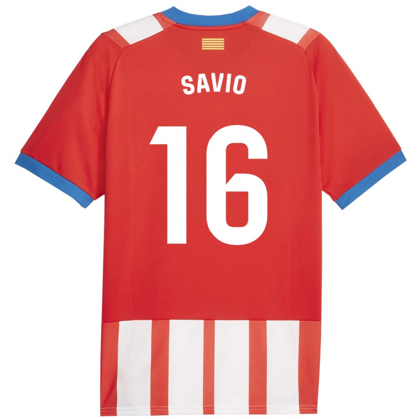 Kinder Fußball Sávio #16 Rot-Weiss Heimtrikot Trikot 2023/24 T-Shirt Luxemburg