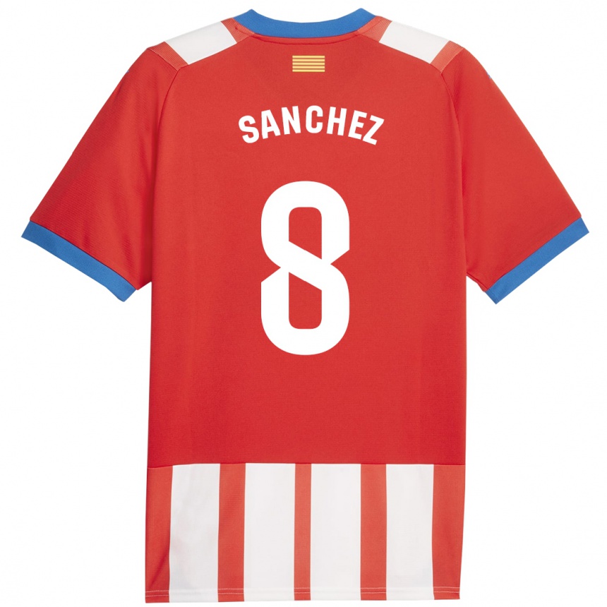Kinder Fußball Miguel Ángel Sánchez #8 Rot-Weiss Heimtrikot Trikot 2023/24 T-Shirt Luxemburg