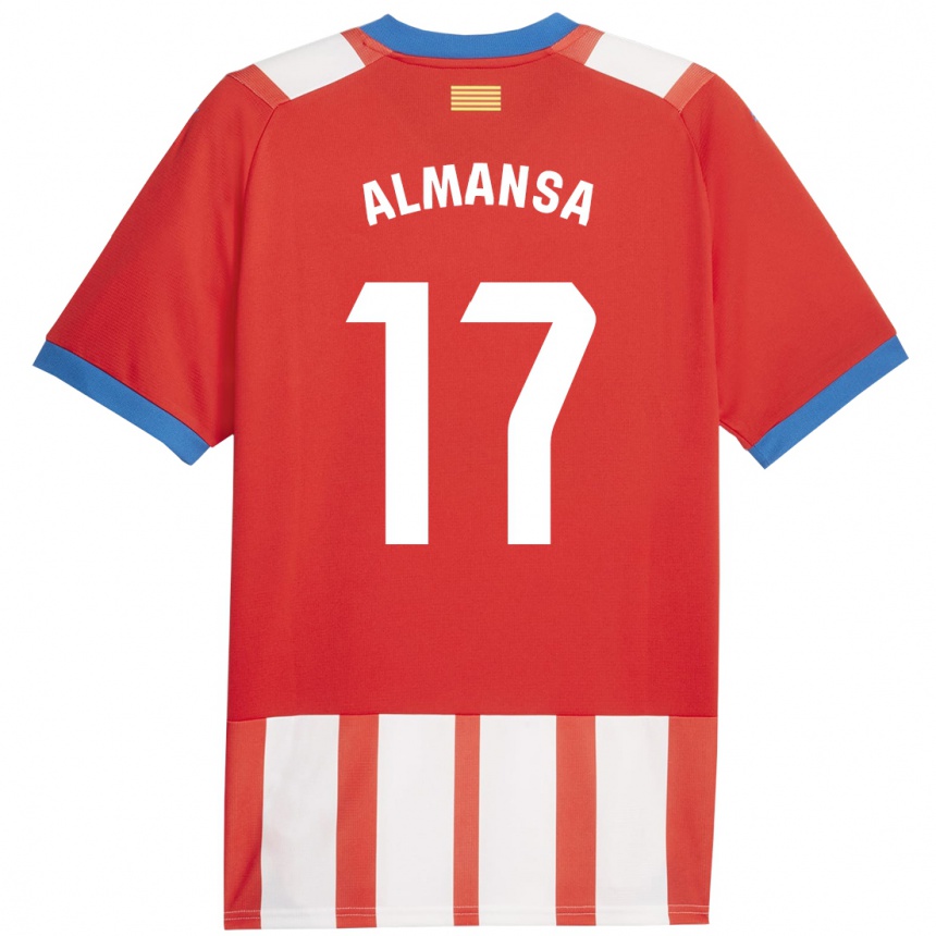 Kinder Fußball Alex Almansa #17 Rot-Weiss Heimtrikot Trikot 2023/24 T-Shirt Luxemburg