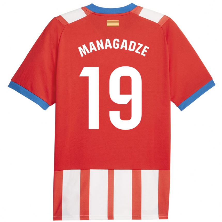 Kinder Fußball Luka Managadze #19 Rot-Weiss Heimtrikot Trikot 2023/24 T-Shirt Luxemburg