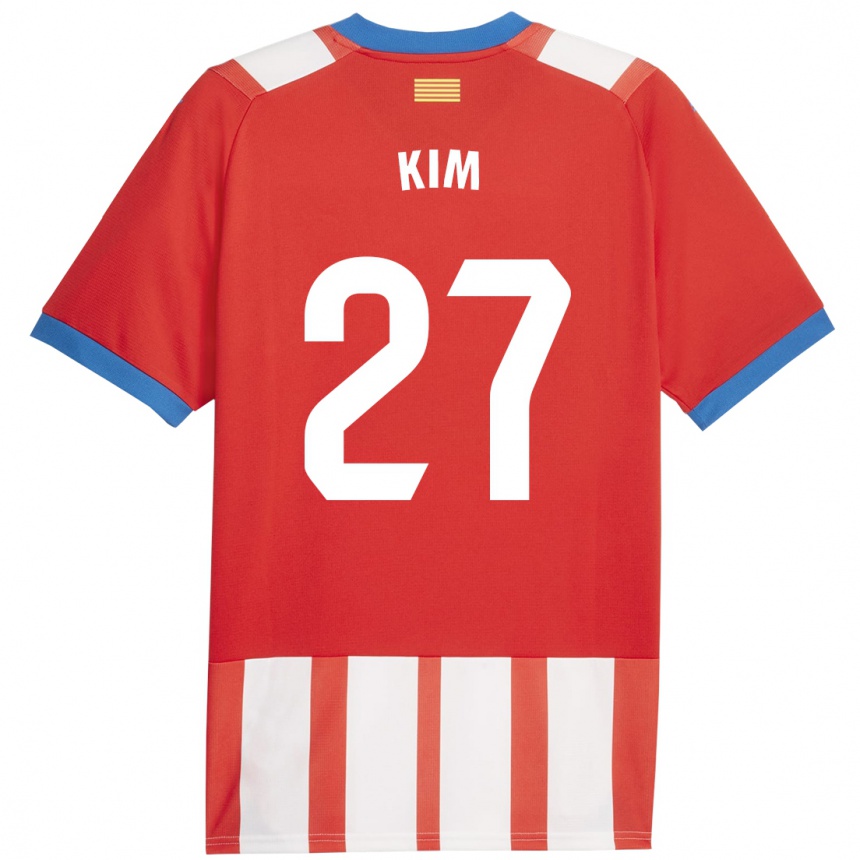 Kinder Fußball Min-Su Kim #27 Rot-Weiss Heimtrikot Trikot 2023/24 T-Shirt Luxemburg