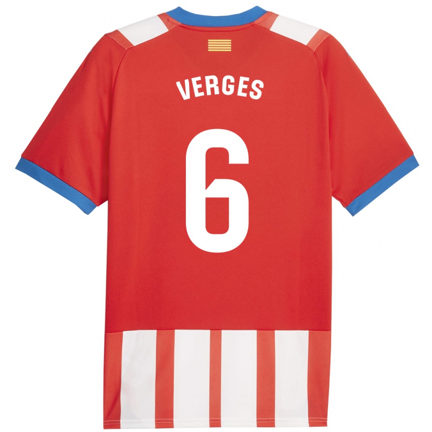 Kinder Fußball Mar Vergés #6 Rot-Weiss Heimtrikot Trikot 2023/24 T-Shirt Luxemburg