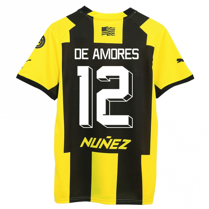 Kinder Fußball Guillermo De Amores #12 Gelb Schwarz Heimtrikot Trikot 2023/24 T-Shirt Luxemburg