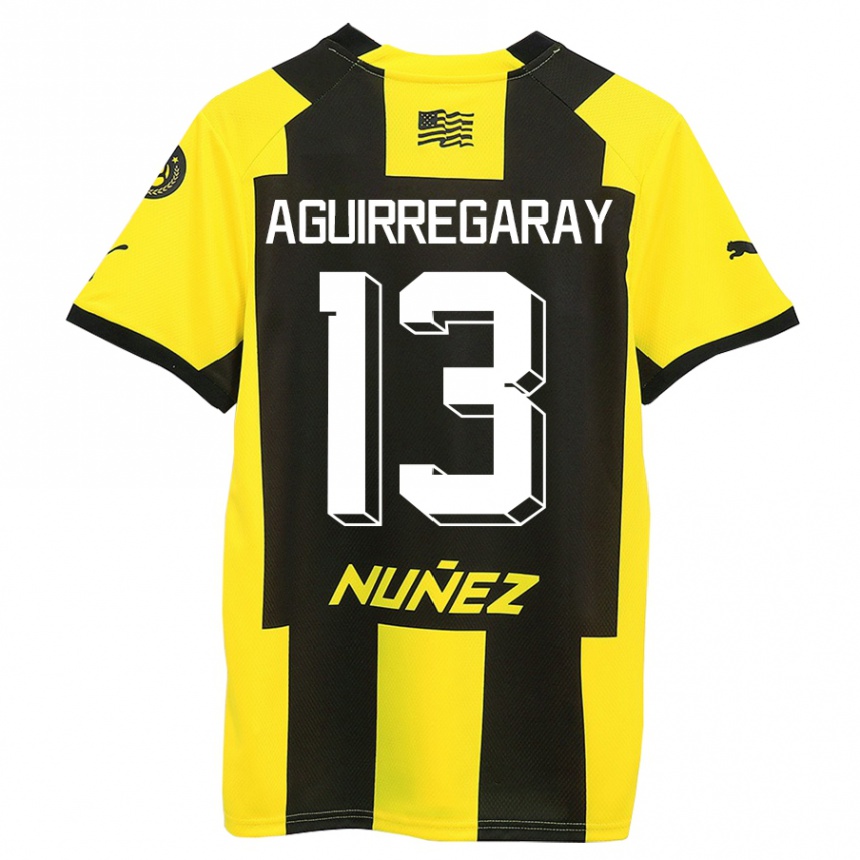 Kinder Fußball Matías Aguirregaray #13 Gelb Schwarz Heimtrikot Trikot 2023/24 T-Shirt Luxemburg