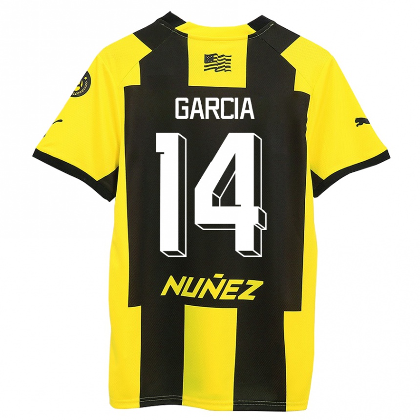 Kinder Fußball Damián García #14 Gelb Schwarz Heimtrikot Trikot 2023/24 T-Shirt Luxemburg