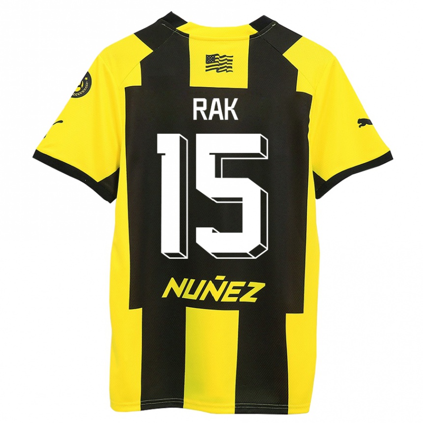 Kinder Fußball Yonatthan Rak #15 Gelb Schwarz Heimtrikot Trikot 2023/24 T-Shirt Luxemburg