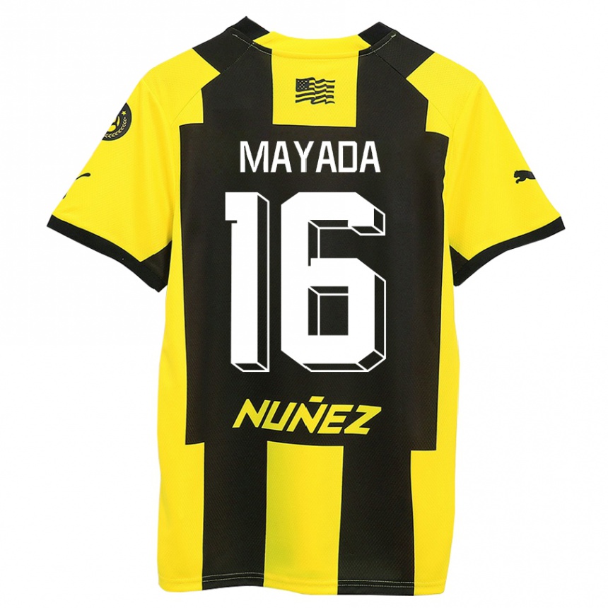 Kinder Fußball Camilo Mayada #16 Gelb Schwarz Heimtrikot Trikot 2023/24 T-Shirt Luxemburg