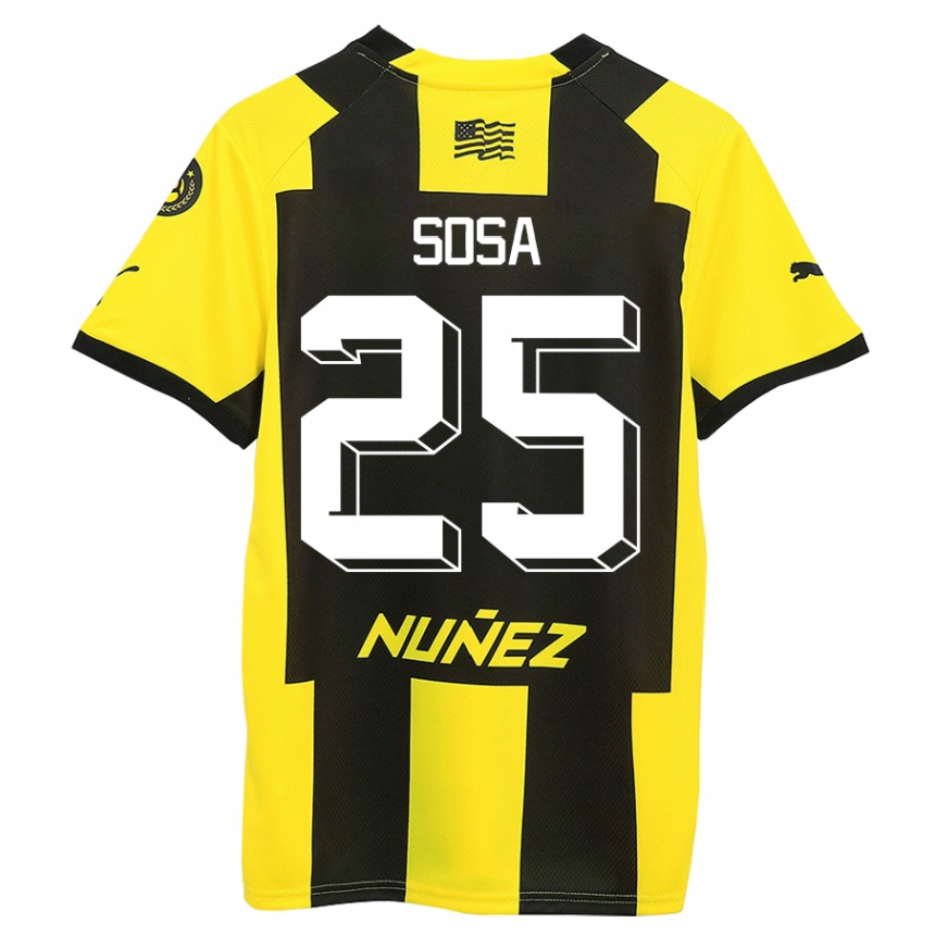 Kinder Fußball Ignacio Sosa #25 Gelb Schwarz Heimtrikot Trikot 2023/24 T-Shirt Luxemburg