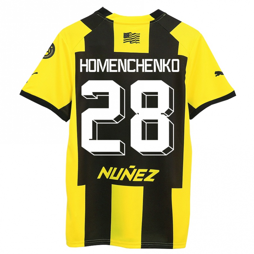 Kinder Fußball Santiago Homenchenko #28 Gelb Schwarz Heimtrikot Trikot 2023/24 T-Shirt Luxemburg