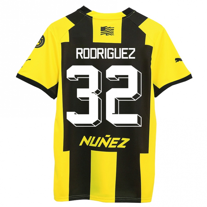 Kinder Fußball Randall Rodríguez #32 Gelb Schwarz Heimtrikot Trikot 2023/24 T-Shirt Luxemburg