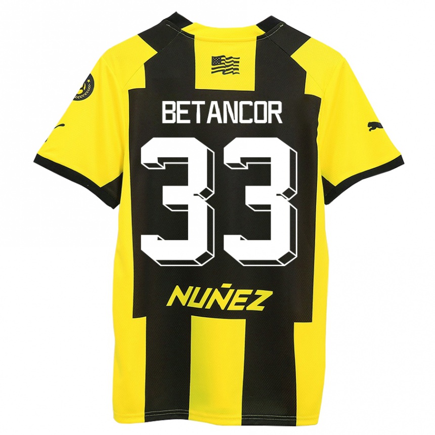 Kinder Fußball Bruno Betancor #33 Gelb Schwarz Heimtrikot Trikot 2023/24 T-Shirt Luxemburg
