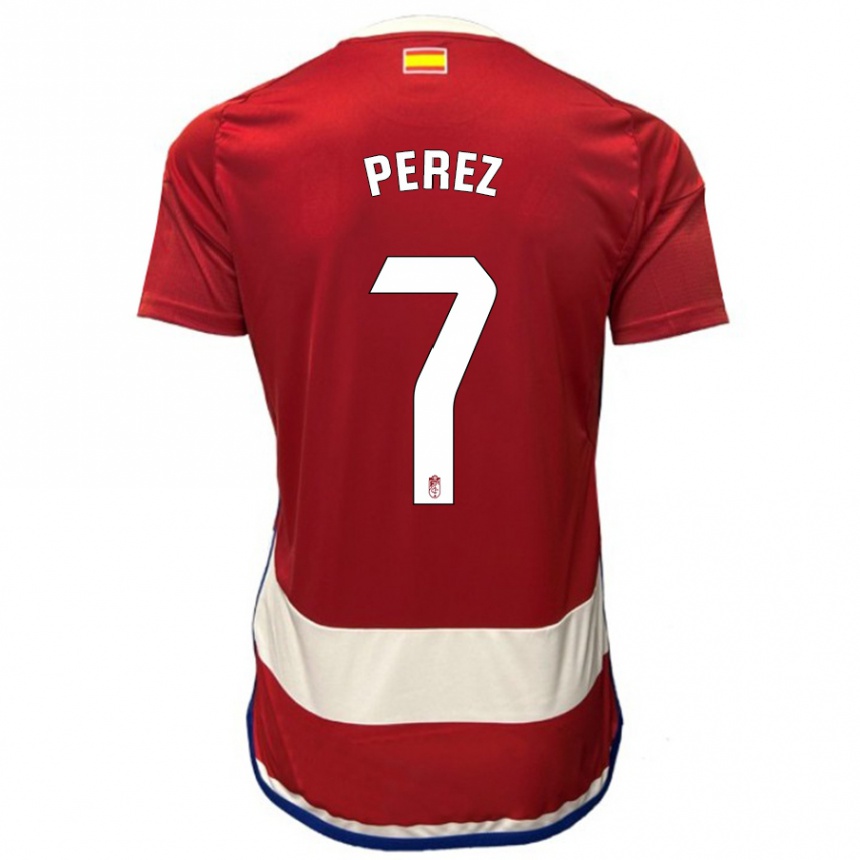 Kinder Fußball Laura Pérez #7 Rot Heimtrikot Trikot 2023/24 T-Shirt Luxemburg