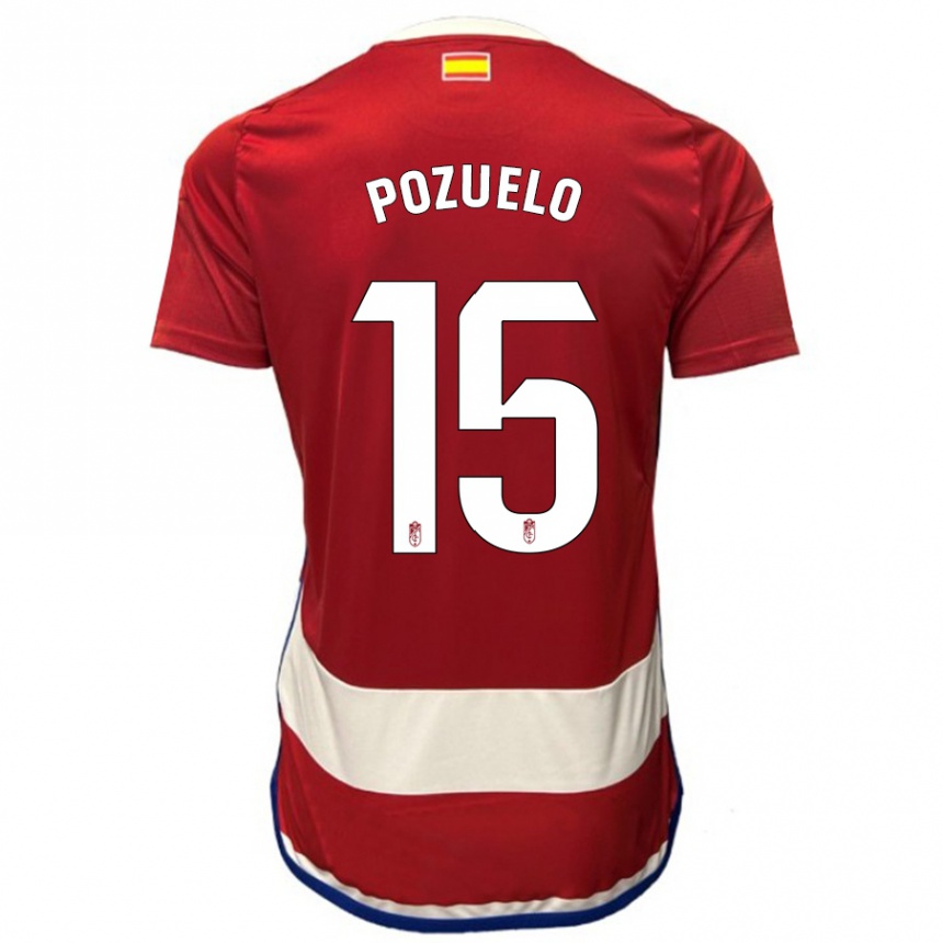 Kinder Fußball Esther Martín-Pozuelo #15 Rot Heimtrikot Trikot 2023/24 T-Shirt Luxemburg