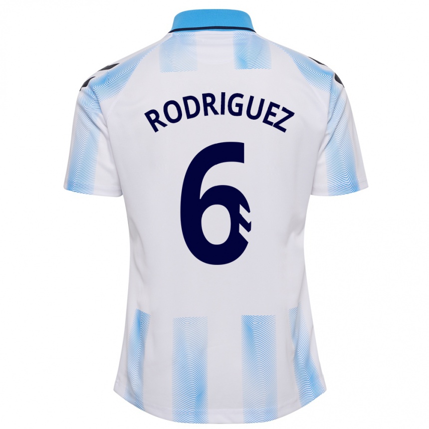 Kinder Fußball Rafa Rodríguez #6 Weiß Blau Heimtrikot Trikot 2023/24 T-Shirt Luxemburg
