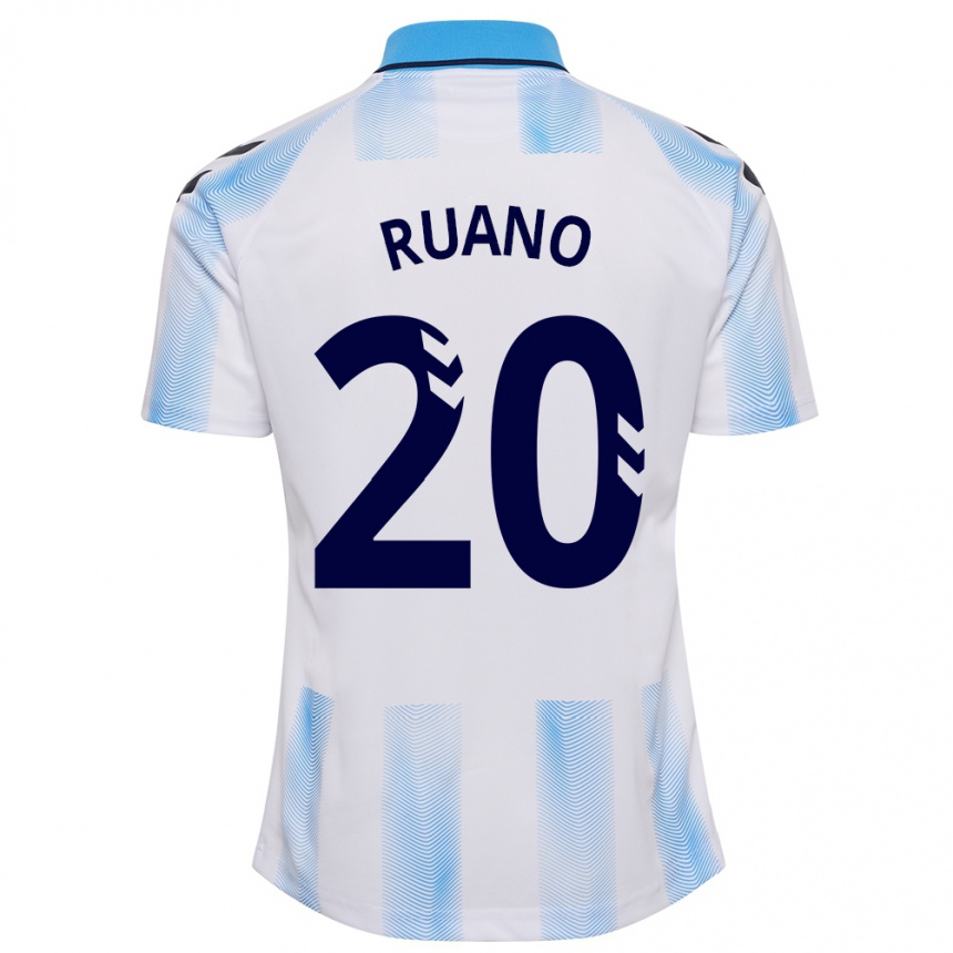 Kinder Fußball Celia Ruano #20 Weiß Blau Heimtrikot Trikot 2023/24 T-Shirt Luxemburg