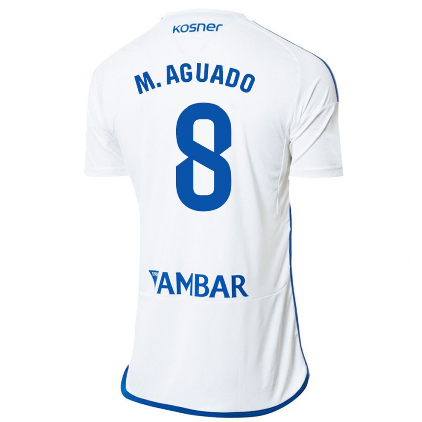 Kinder Fußball Marc Aguado #8 Weiß Heimtrikot Trikot 2023/24 T-Shirt Luxemburg