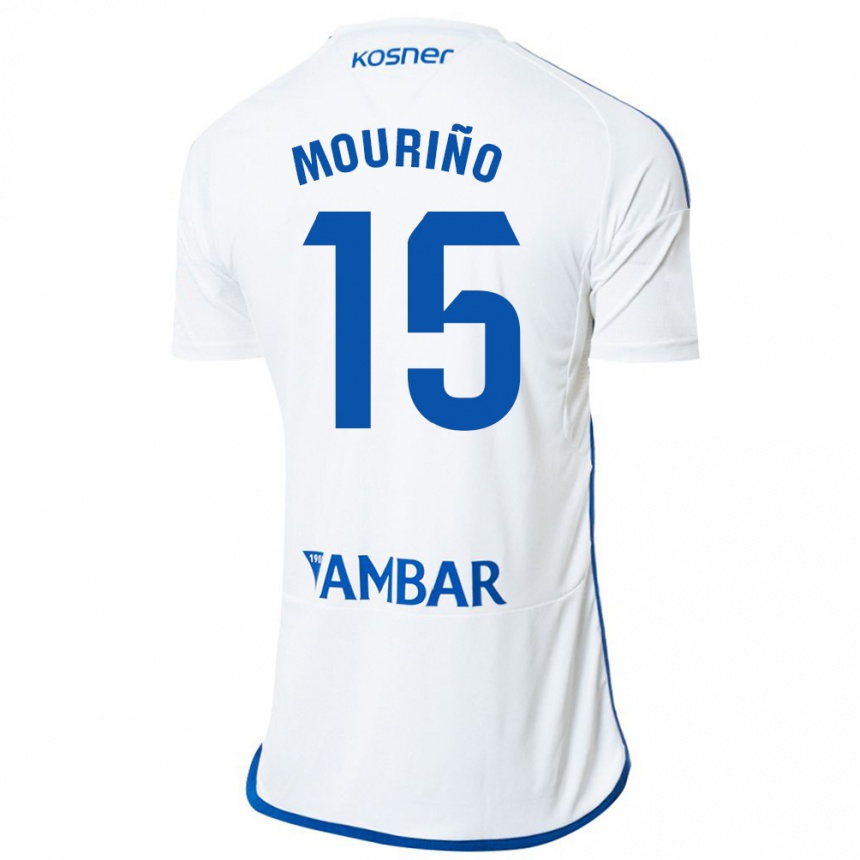Kinder Fußball Santiago Mouriño #15 Weiß Heimtrikot Trikot 2023/24 T-Shirt Luxemburg