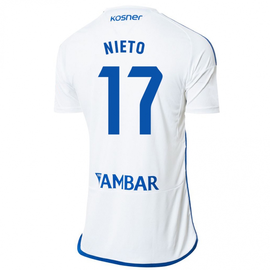 Kinder Fußball Carlos Nieto #17 Weiß Heimtrikot Trikot 2023/24 T-Shirt Luxemburg