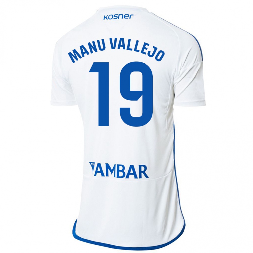 Kinder Fußball Manu Vallejo #19 Weiß Heimtrikot Trikot 2023/24 T-Shirt Luxemburg